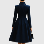 Vivienne - Women's Notch-Collar Coat Dress with Flared Skirt