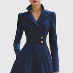 Vivienne - Women's Notch-Collar Coat Dress with Flared Skirt