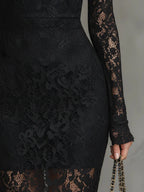 Waverly - Women's Lace Mock-Neck Fishtail Maxi Dress