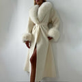 Wendy - Women's Faux Fur Shawl Collar Belted Coat 1