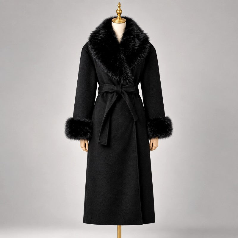 Wendy - Women's Faux Fur Shawl Collar Belted Coat 2
