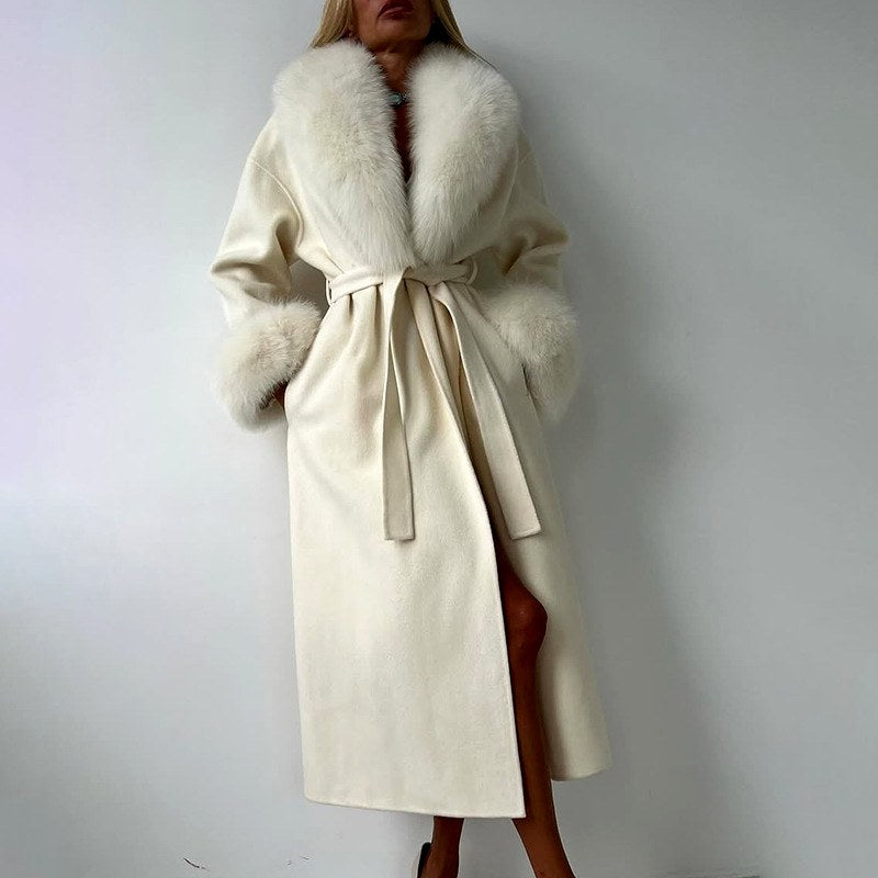 Wendy - Women's Faux Fur Shawl Collar Belted Coat 3