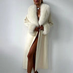 Wendy - Women's Faux Fur Shawl Collar Belted Coat 4
