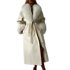 Wendy - Women's Faux Fur Shawl Collar Belted Coat 6
