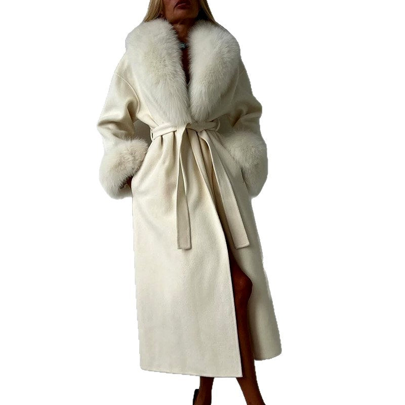 Wendy - Women's Faux Fur Shawl Collar Belted Coat 6
