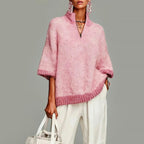 Wendy - Women's Quarter-Zip Oversized Knit Sweater 2
