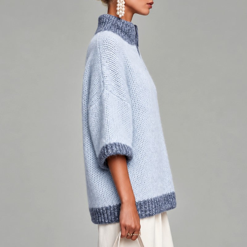 Wendy - Women's Quarter-Zip Oversized Knit Sweater 4