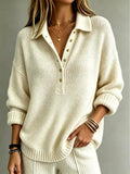 Whitney - Women’s Relaxed Fit Chunky Knit Polo Sweater 2