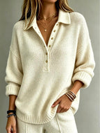 Whitney - Women’s Relaxed Fit Chunky Knit Polo Sweater 2