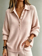 Whitney - Women’s Relaxed Fit Chunky Knit Polo Sweater 4