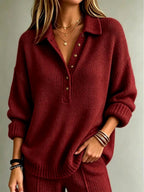 Whitney - Women’s Relaxed Fit Chunky Knit Polo Sweater 5