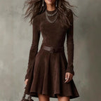 Whitney - Women's Long Sleeve Flared Mini Dress 1
