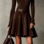 Whitney - Women's Long Sleeve Flared Mini Dress 2