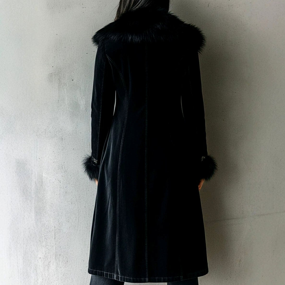 Yveth - Women's Button-Front Coat with Faux Fur Collar and Cuffs 4