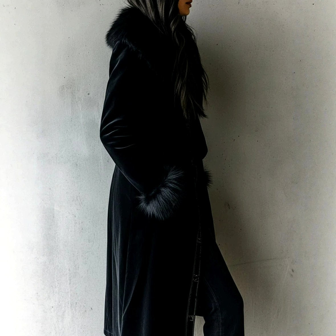 Yveth - Women's Button-Front Coat with Faux Fur Collar and Cuffs 6
