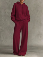 Zaniyah - Women's Drawstring Hoodie and Wide-Leg Pant Set
