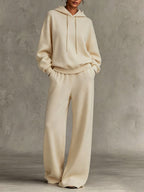 Zaniyah - Women's Drawstring Hoodie and Wide-Leg Pant Set 3
