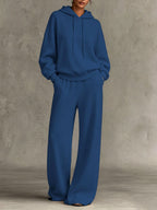 Zaniyah - Women's Drawstring Hoodie and Wide-Leg Pant Set 4