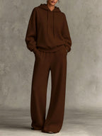 Zaniyah - Women's Drawstring Hoodie and Wide-Leg Pant Set 6