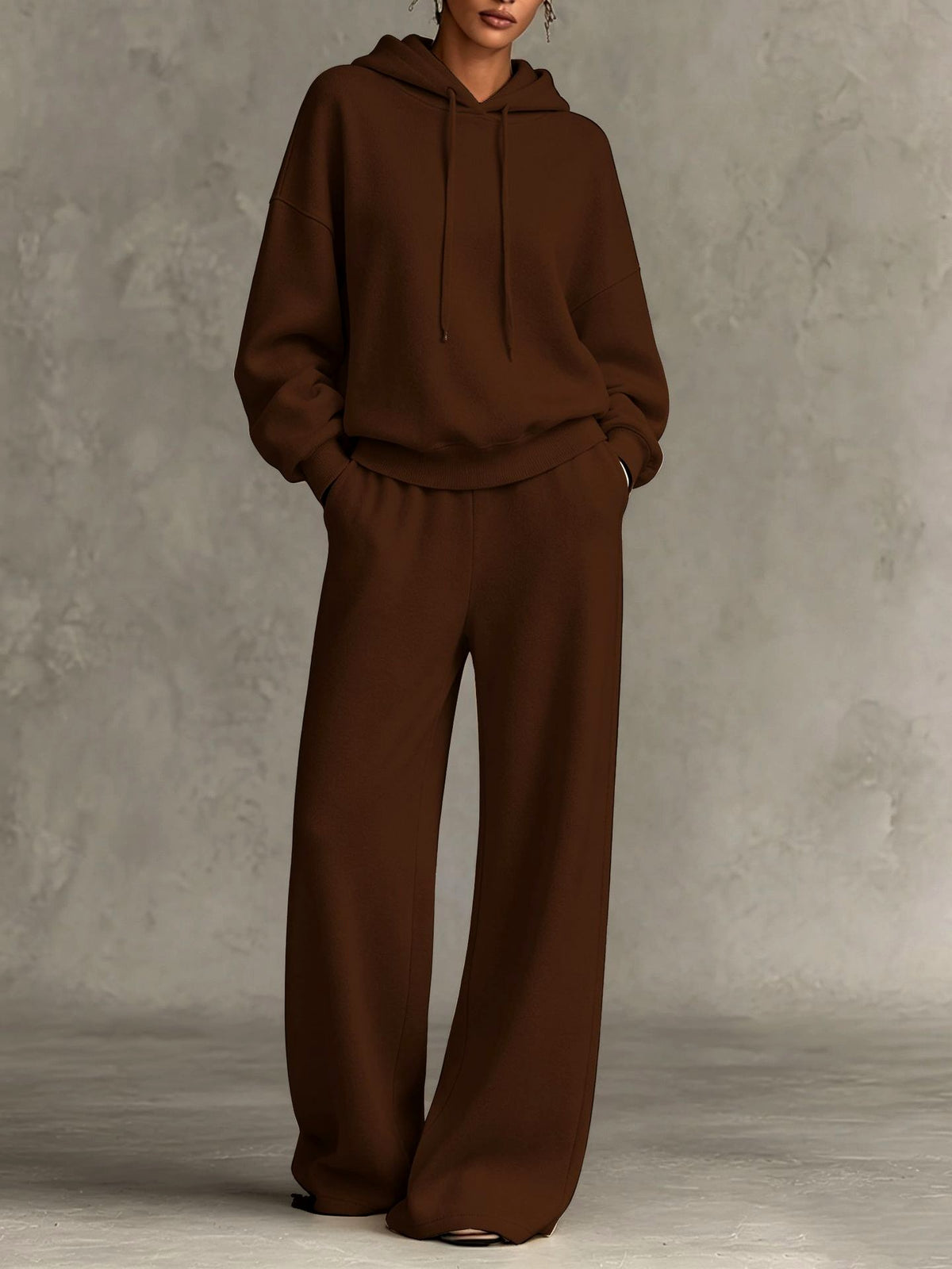 Zaniyah - Women's Drawstring Hoodie and Wide-Leg Pant Set 6