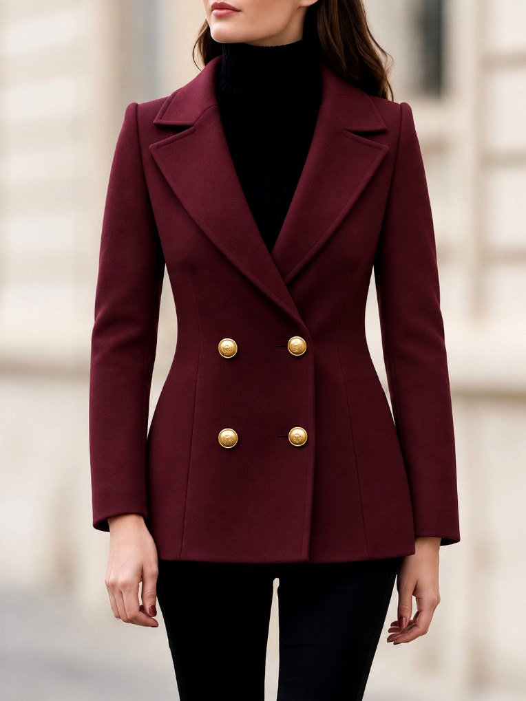Zoey - Women's Tailored Double-Breasted Wool Blazer 3