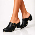 Zyra - Women's Studded Block-Heel Clogs