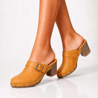 Zyra - Women's Studded Block-Heel Clogs