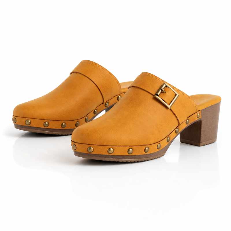 Zyra - Women's Studded Block-Heel Clogs
